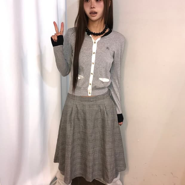 🐰버버리 배색 니트 가디건 🐰