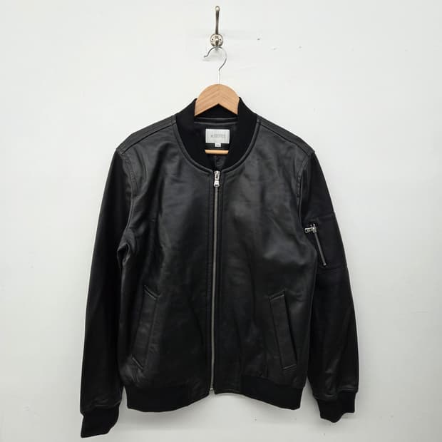 양가죽 블랙 봄버 자켓 남L