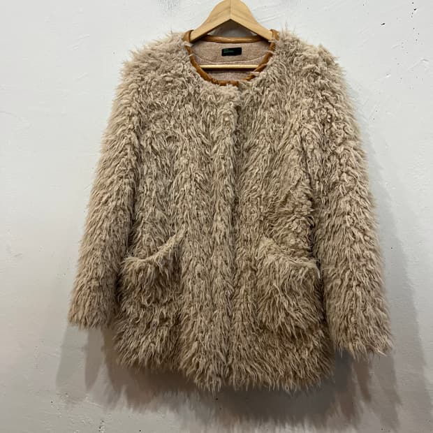 베네통 양가죽 트리밍 퍼자켓