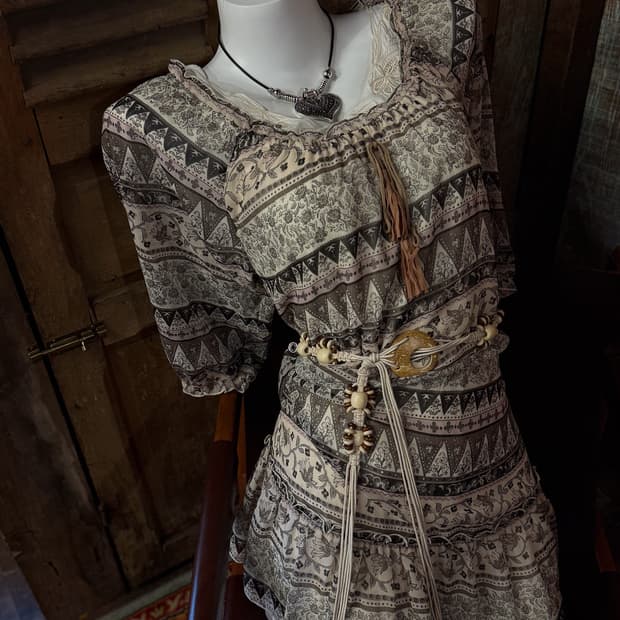 Oriental Fringe Lace-Up Dress 0026