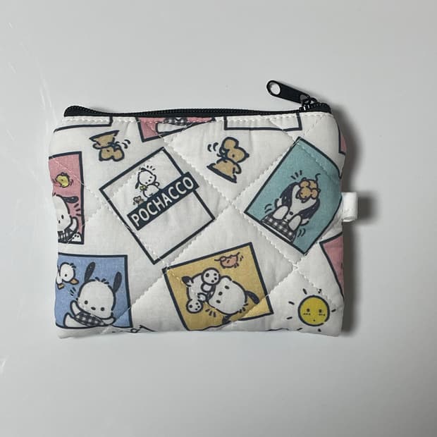 [ 핸드메이드 ] 포차코 사각 자체제작 원단 미니 지퍼 카드지갑