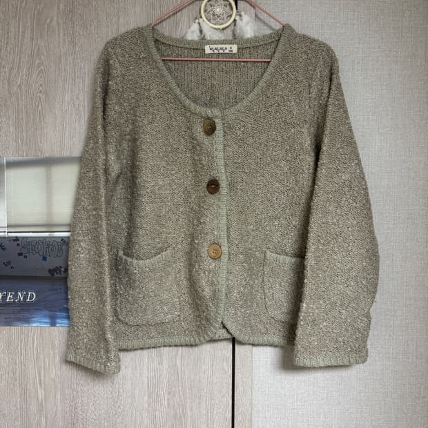 카메 빈티지 SM2 모리걸 베이지 부클 가디건