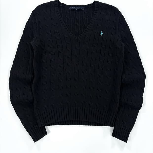 폴로 랄프로렌 여성 블랙 꽈배기 니트 