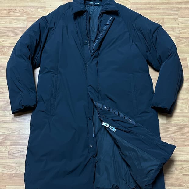 [1회착용] ZARA 자라 남성 간절기 패딩 코트 블랙