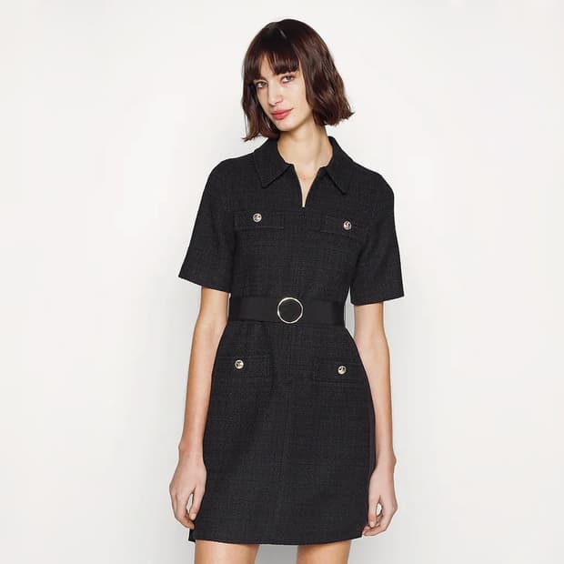 산드로 22 트위드 플리츠원피스