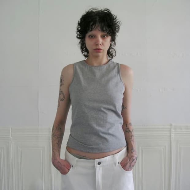Side Zipper Cotton Top - Melange Gray 2