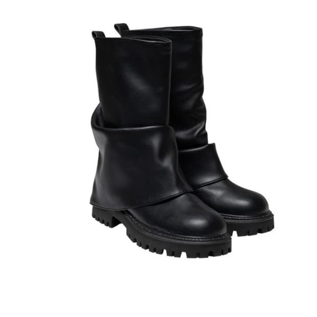 포른른 셔링 하프 부츠 블랙