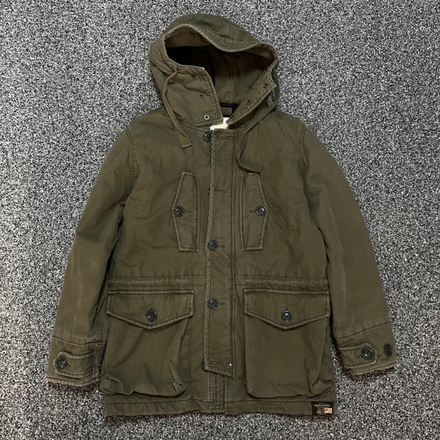 데님앤서플라이 랄프로렌 후드 야상 점퍼 카키 s