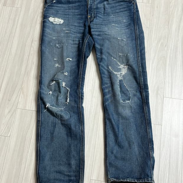 RRL 스트레이트 핏 브레이턴 디스트레스드 진 브레이턴 워시