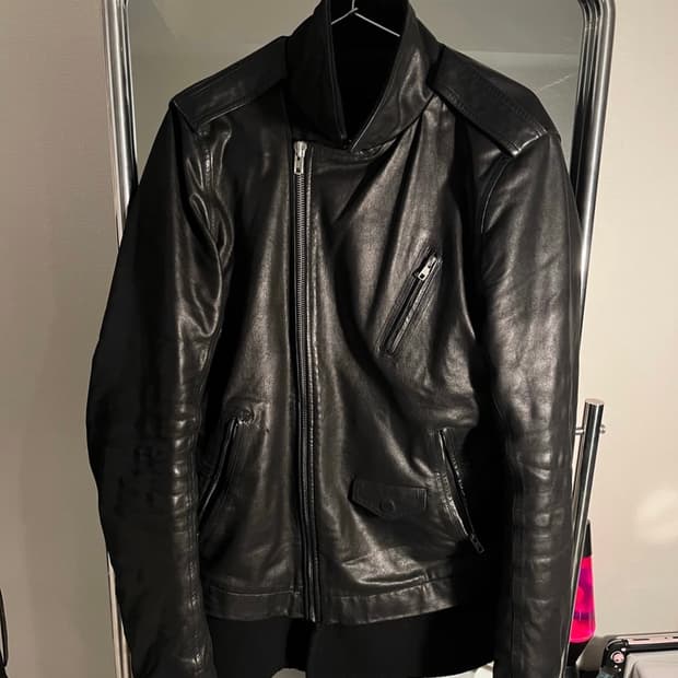 14fw 릭 오웬스 stoogie 캐시미어 도킹 카프 레더자켓