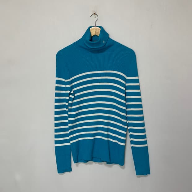 로렌 랄프로렌 모크넥 하이넥 스트라이프 빈티지 니트