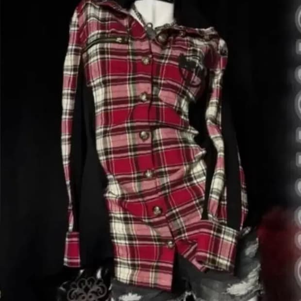 에고이스트 레드체크 펑크 와투케 나나깔 셔츠 