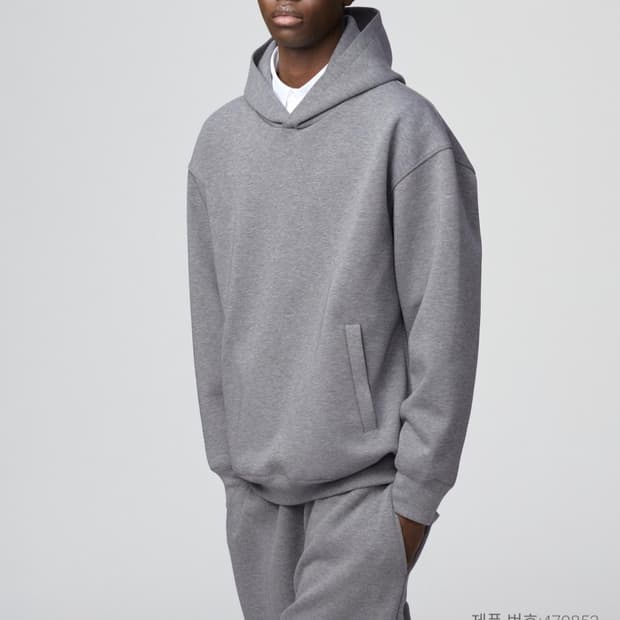 유니클로C 후드티 스웨트오버사이즈 풀파카 05그레이, 38브라운 L