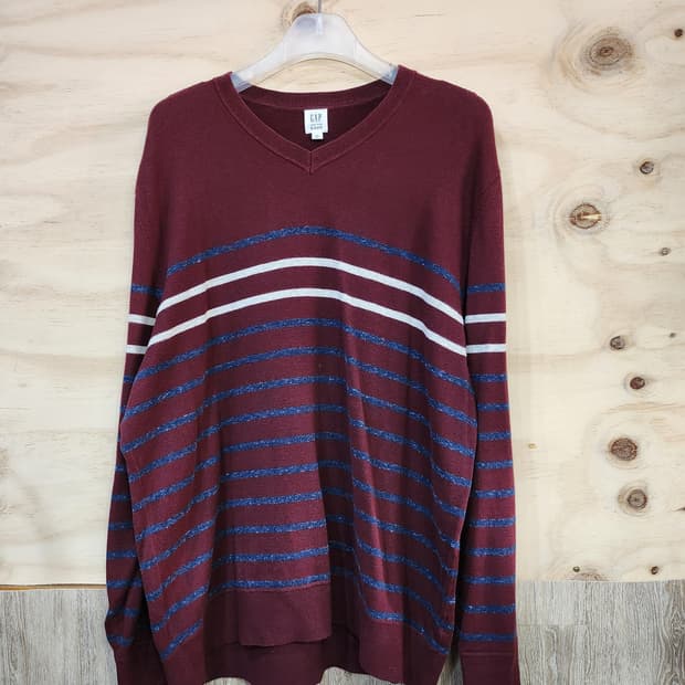 412) 갭 gap 스트라이프 브이넥 니트