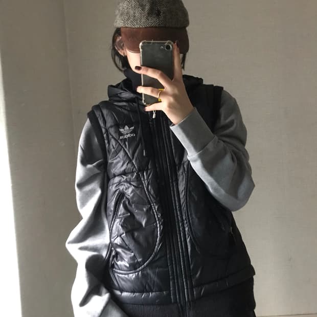 아디다스 블랙 실버 00s 패딩조끼