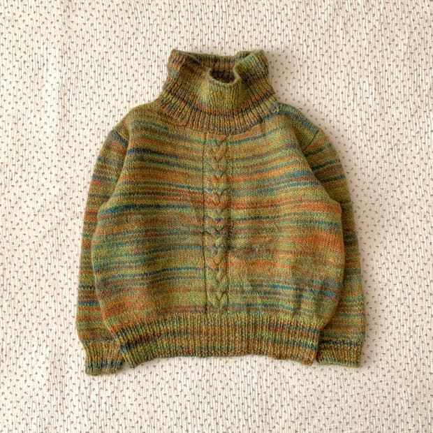 빈티지 무지개 목폴라 니트