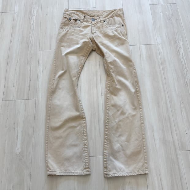 y2k Light beige washed denim pants 
