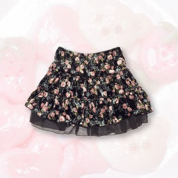 빈티지 브라운 플라워 스커트