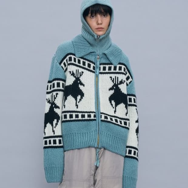 파르티멘토 노르딕 여성 니트 집업 FREE