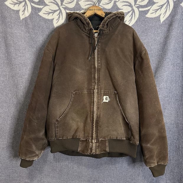 칼하트 J130 덕 액티브 후드 자켓 다크브라운