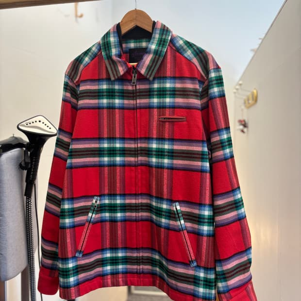Stussy tartan check zip-up jacket