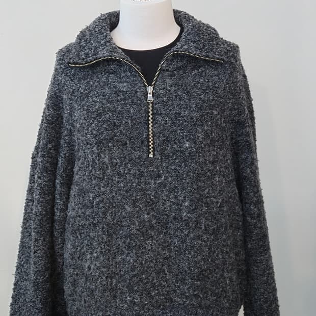 그레이 집업 니트 