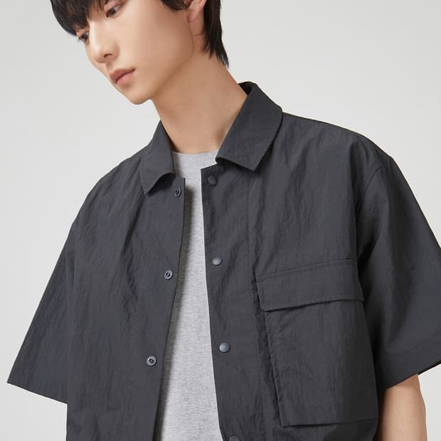 247시리즈(247SERIES)타슬란 유틸리티 하프 슬리브 셔츠 블랙