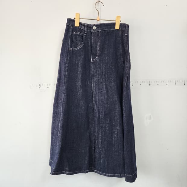 듀엘 청 데님 롱 스커트