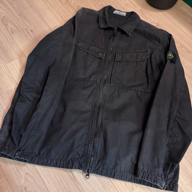 스톤아일랜드 코튼캔버스 오버셔츠 블랙 22FW XXL