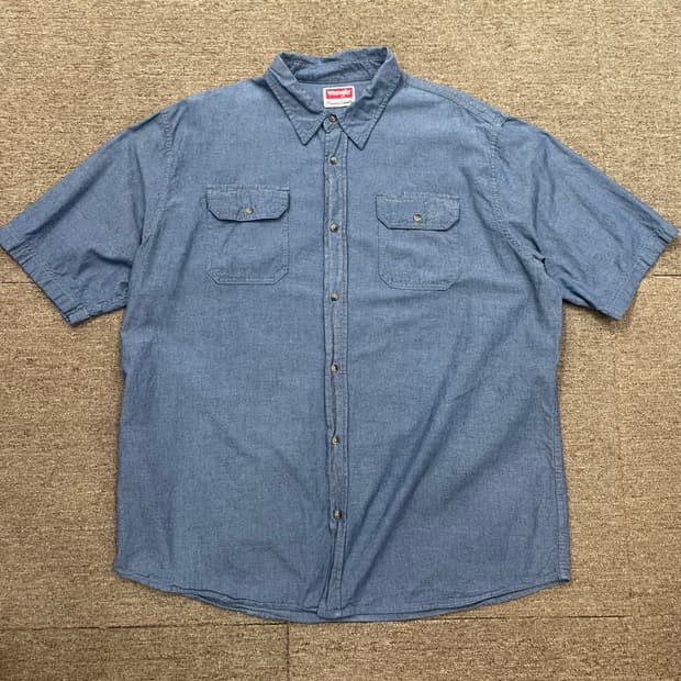 (2XL) Wrangler 랭글러 데님 코튼 반팔 셔츠 