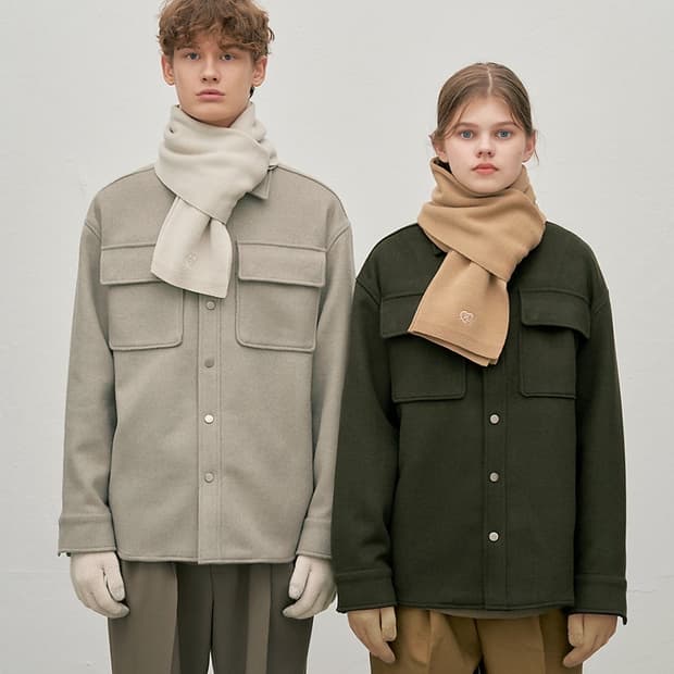 클리프 니트 목도리 장갑 세트 오트밀 컬러