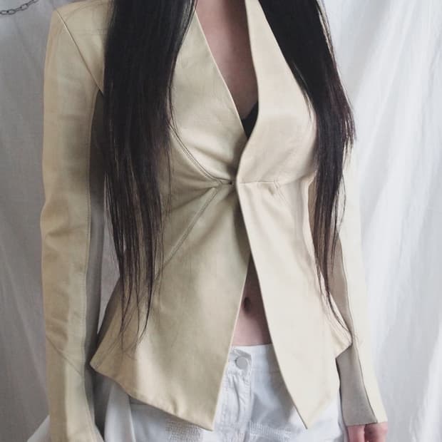 릭오웬스 olmar&mirta asymmetric 레더 블레이저