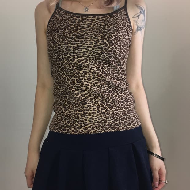 jpn vintage 레오파드퍼 슬리브리스