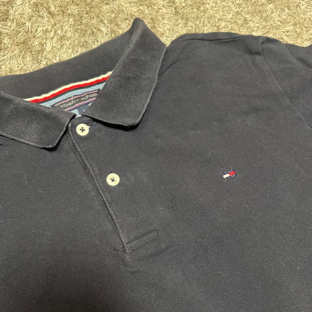[L] 타미힐피거 슬림핏 반팔 카라티 블랙