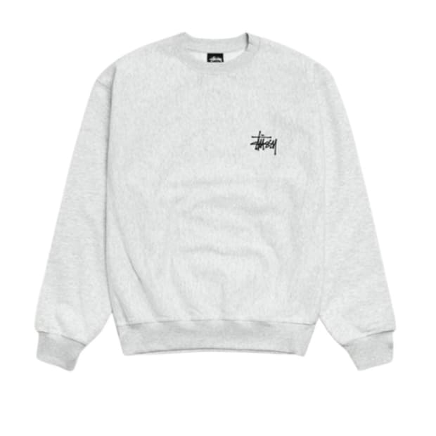스투시 오버핏 베이직 로고 기모 맨투맨_애쉬그레이
