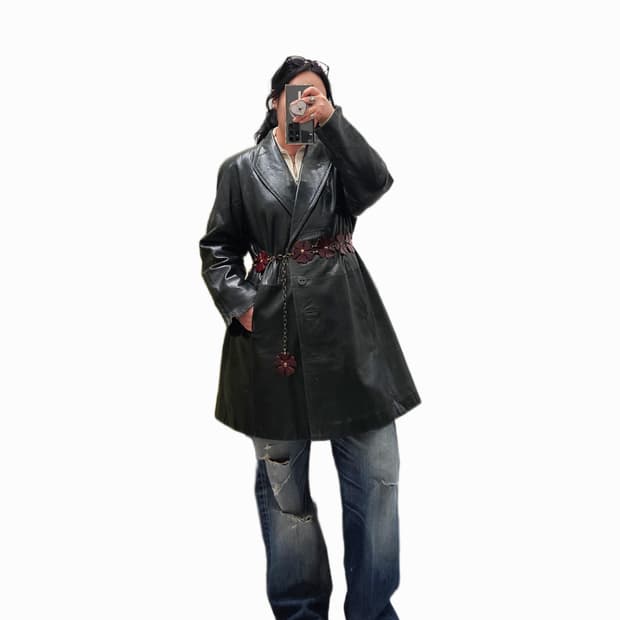 Angle Leather 딥그린 램스킨 자켓