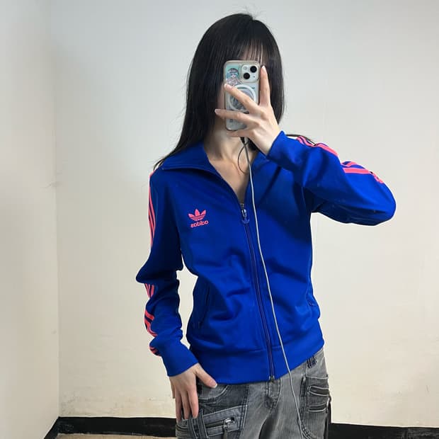Adidas blue pink firebird track jacket