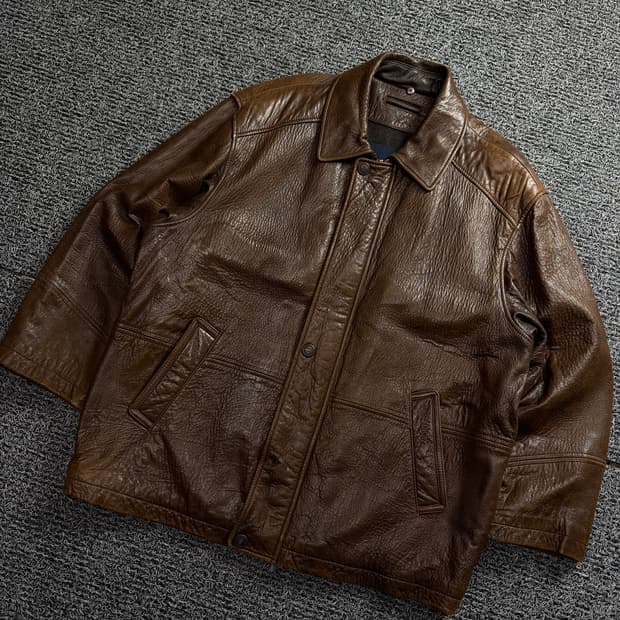 VENTURA 아카이브 램스킨 레더 하프코트 브라운 1711