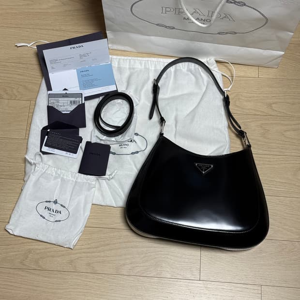 프라다 클레오 브러시드 가죽 숄더백