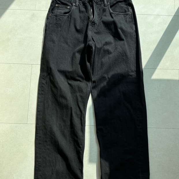 자라 와이드 스트레이트 블랙 데님 팬츠