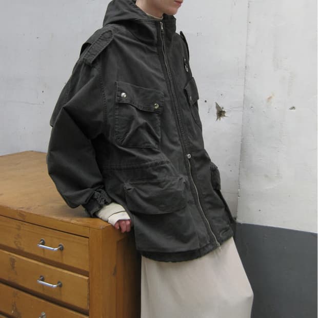 파르티멘토우먼 2 IN 1 워시드 M65 필드 자켓_차콜