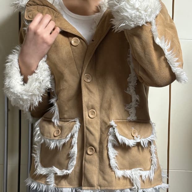 갭 y2k 퍼 숏무스탕