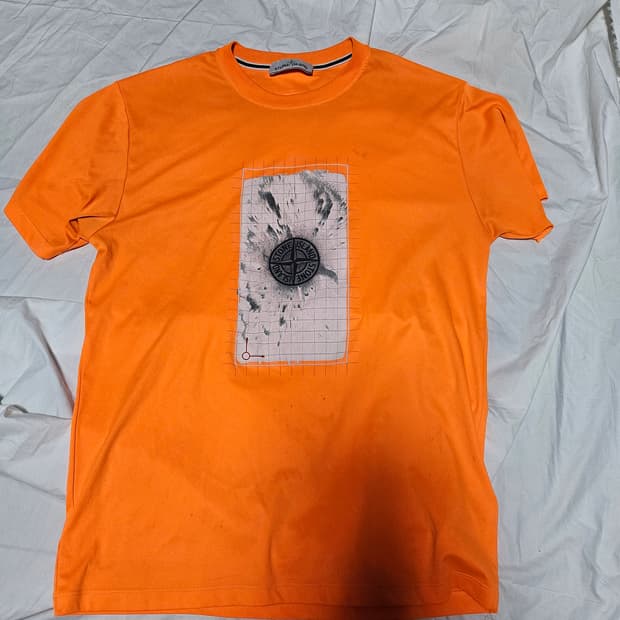 스톤아일랜드 반팔 티셔츠 형광 주황 L