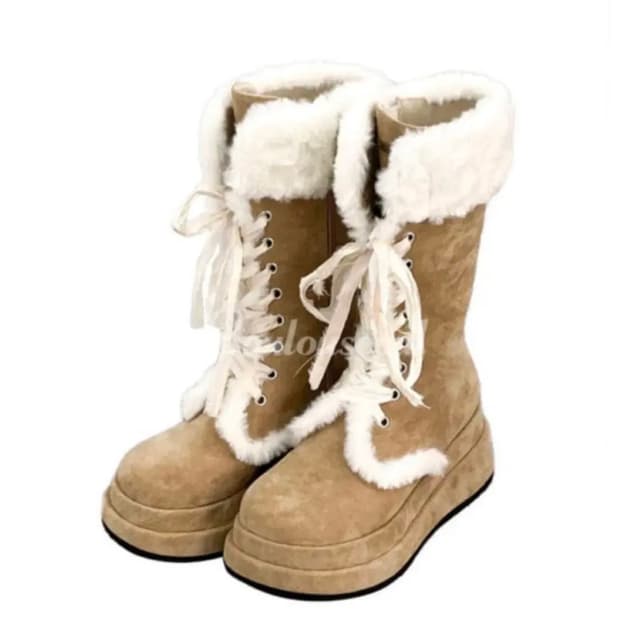 루루서울 윈터 엔젤 퍼 부츠 베이지 250