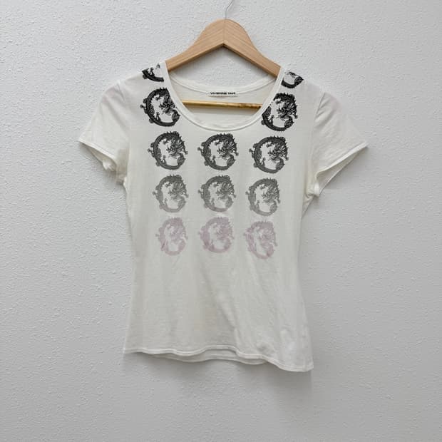 빈티지 VIVIENNE TAM 화이트 드래곤 티셔츠