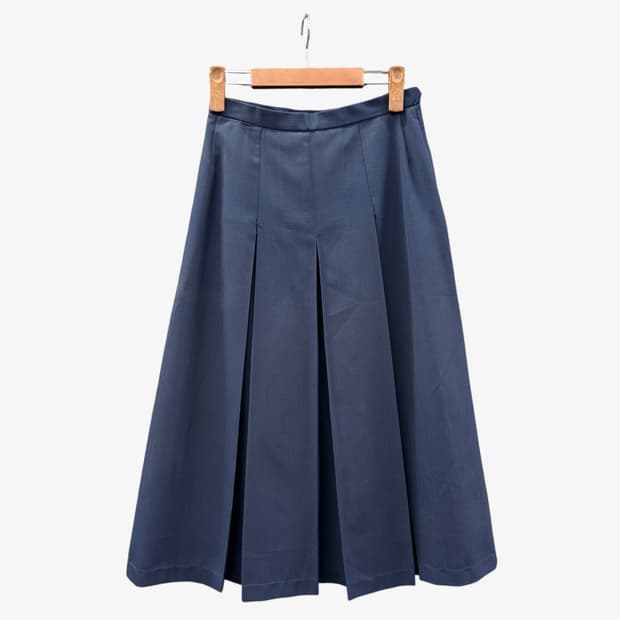 JPN VINTAGE 롱 스커트 플리츠 디테일 하이웨스트 네이비