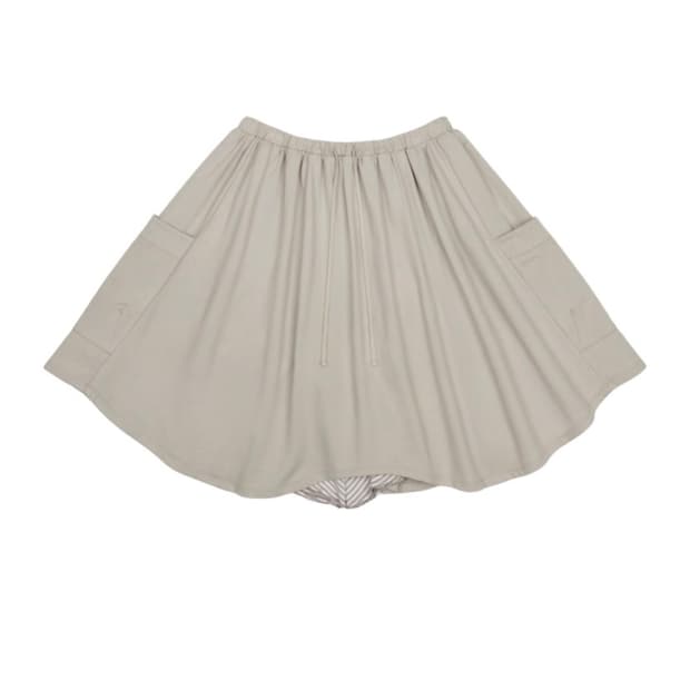 STRIPED LAYERED MIDI SKIRT LIGHT GREY 1
