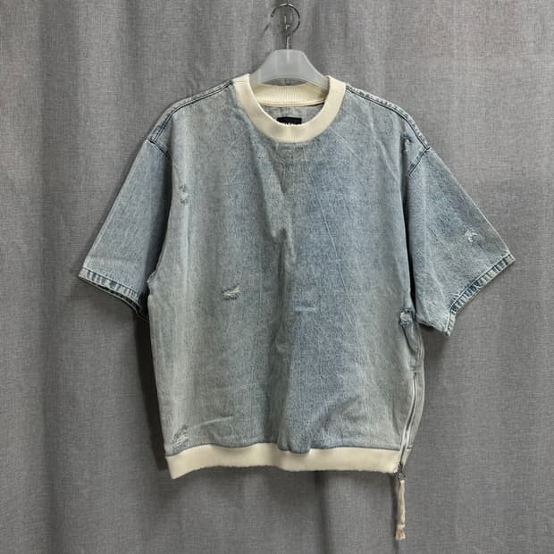 자라 zara 오버핏 데님 워싱 반팔 맨투맨