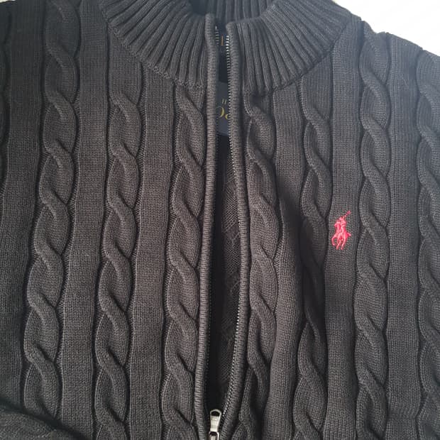  폴로 랄프로렌 남성 케이블 니트 코튼 풀 집업