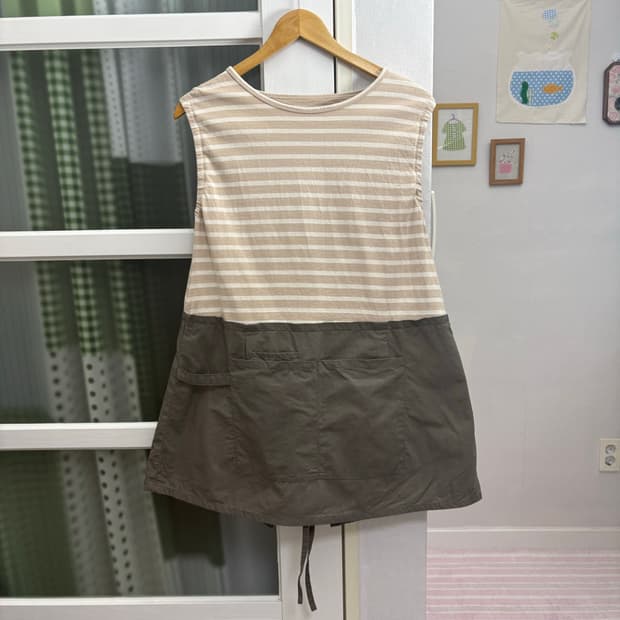 베이지 스트라이프 원피스